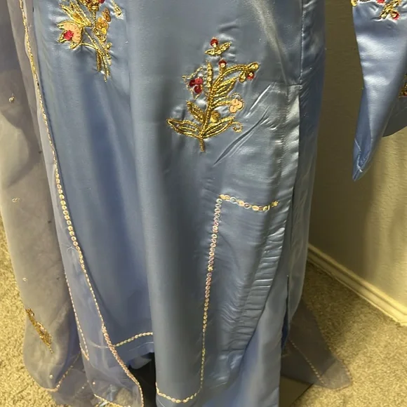 Shalwar kameez organza Duppatta blue size small. Indian Pakistani wear. - Picture 6 of 17
